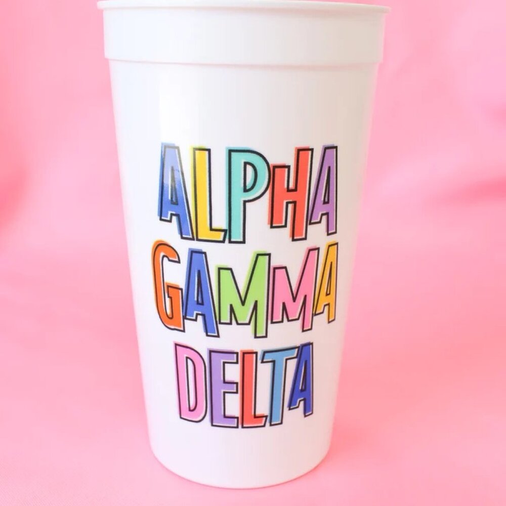 Colorful Stadium Cup - Alpha Gamma Delta, Sigma Kappa, Chi Omega, Delta Zeta